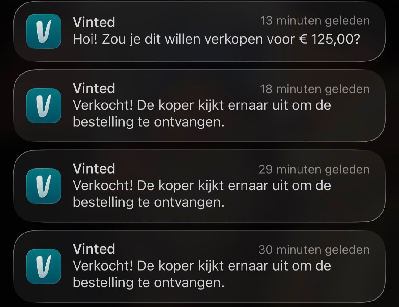 Vinted-notificaties: item na item verkocht