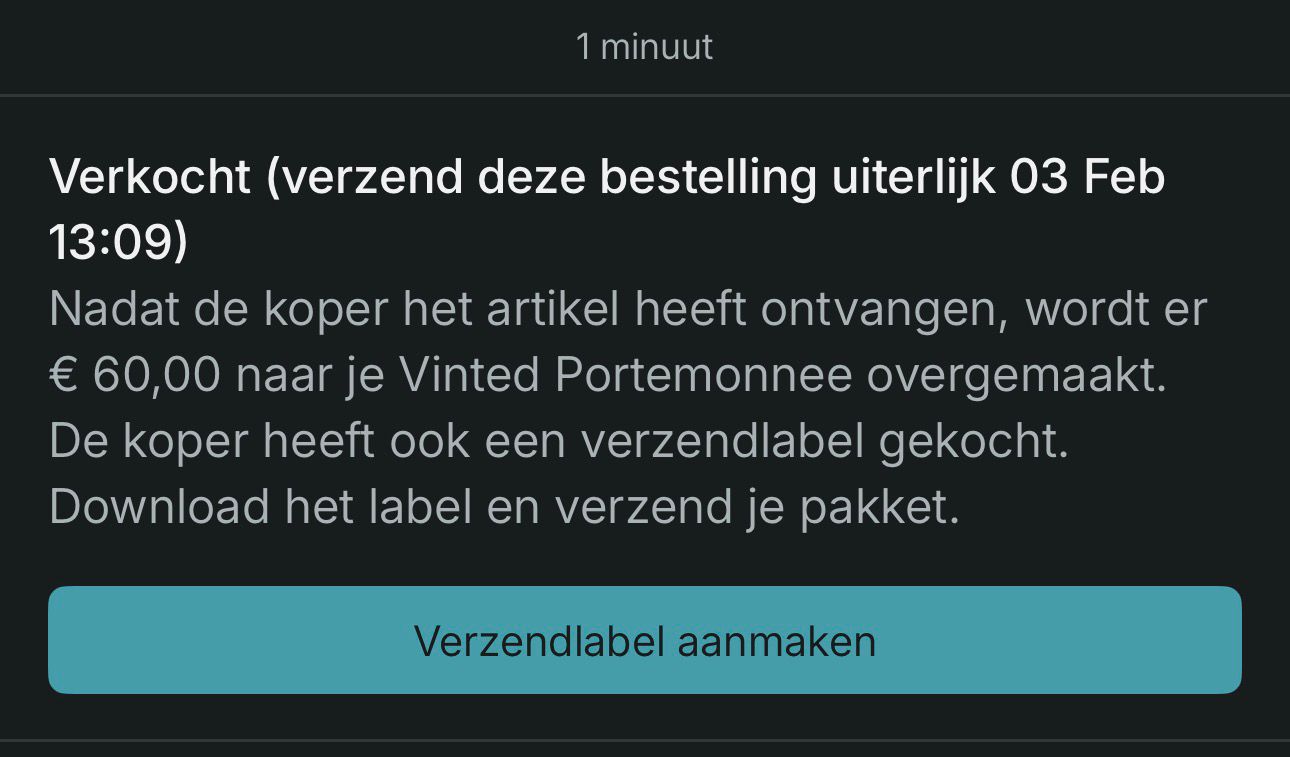 Vinted-melding: verkocht