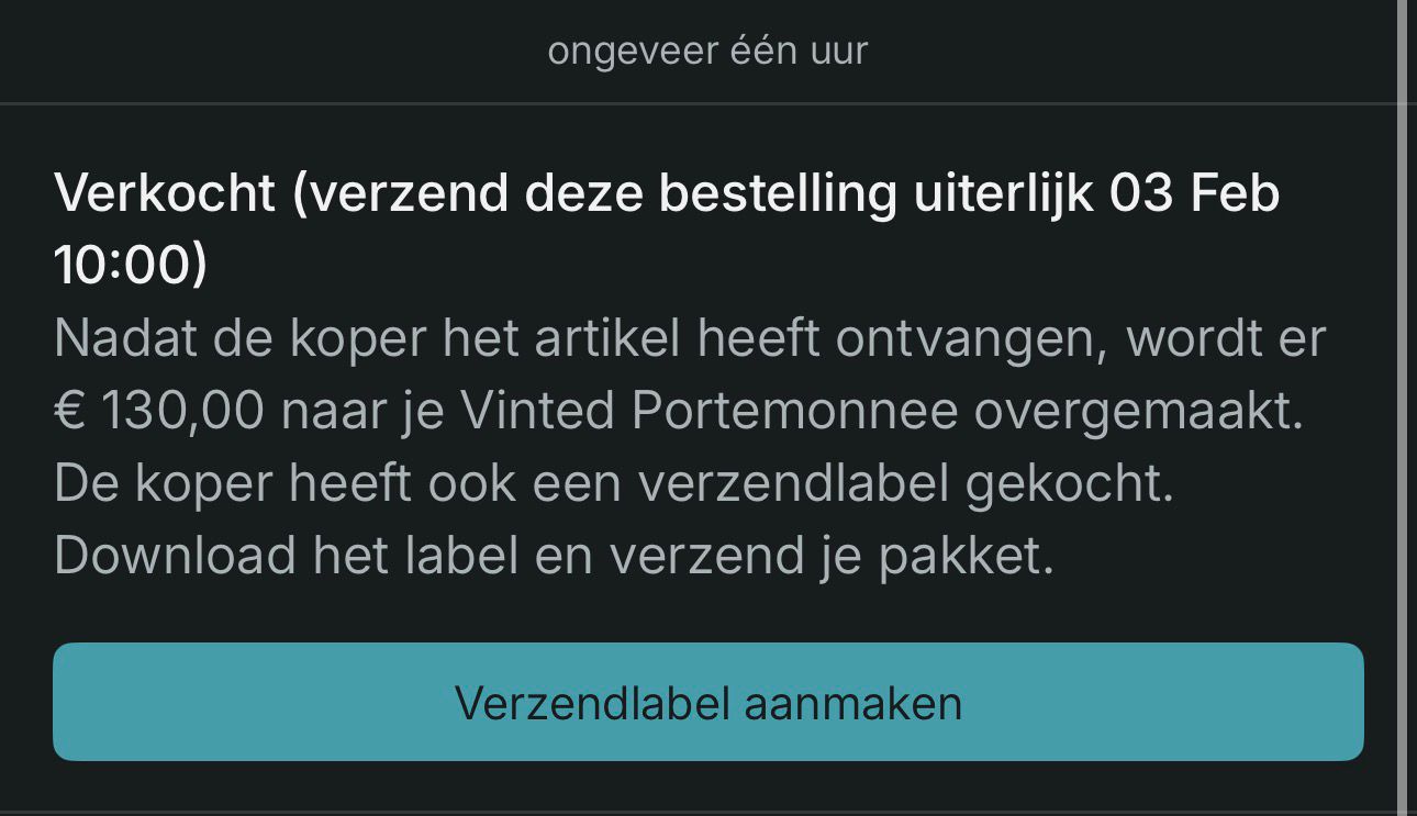 Vinted-melding: verkocht