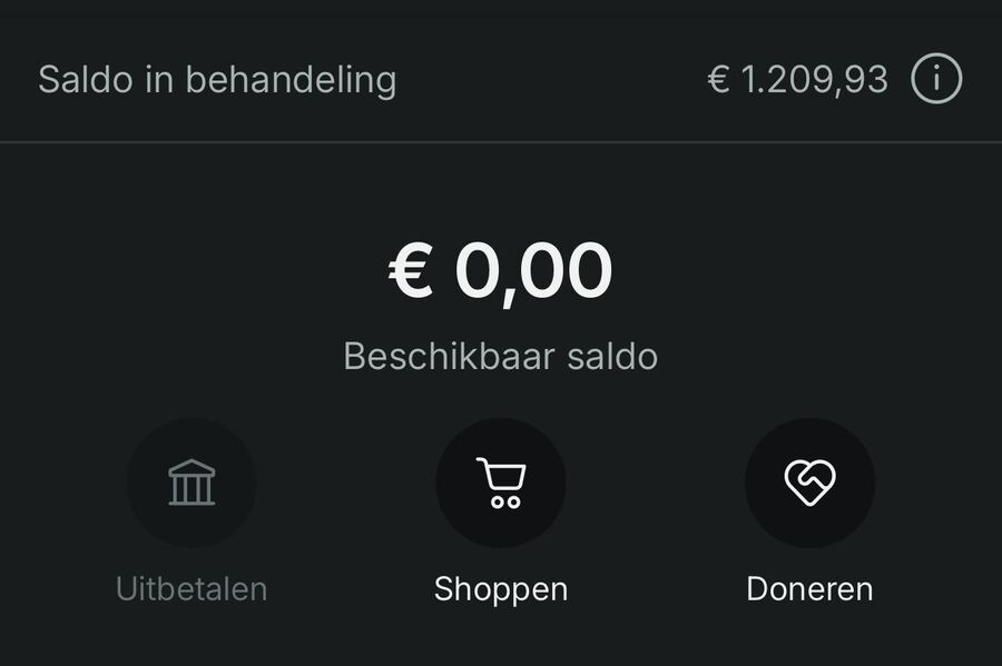 Vinted-portemonnee: €1.209,93 saldo in behandeling